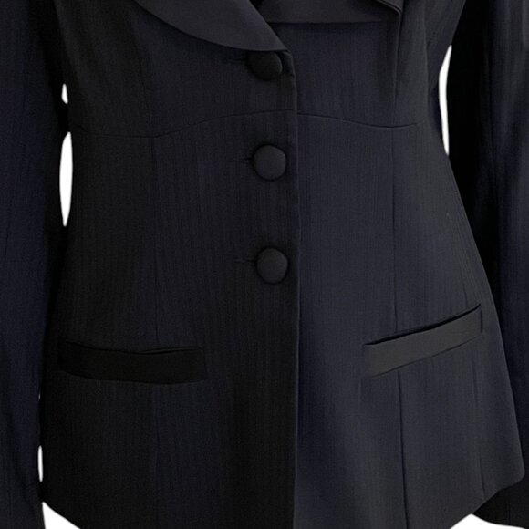 Nanette Lepore Tuxedo Jacket with Bow Lapel Black Size 12 - Picture 4 of 15